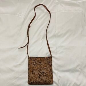 Madewell calf hair Leopard Print Crossbody Bag with front pocket